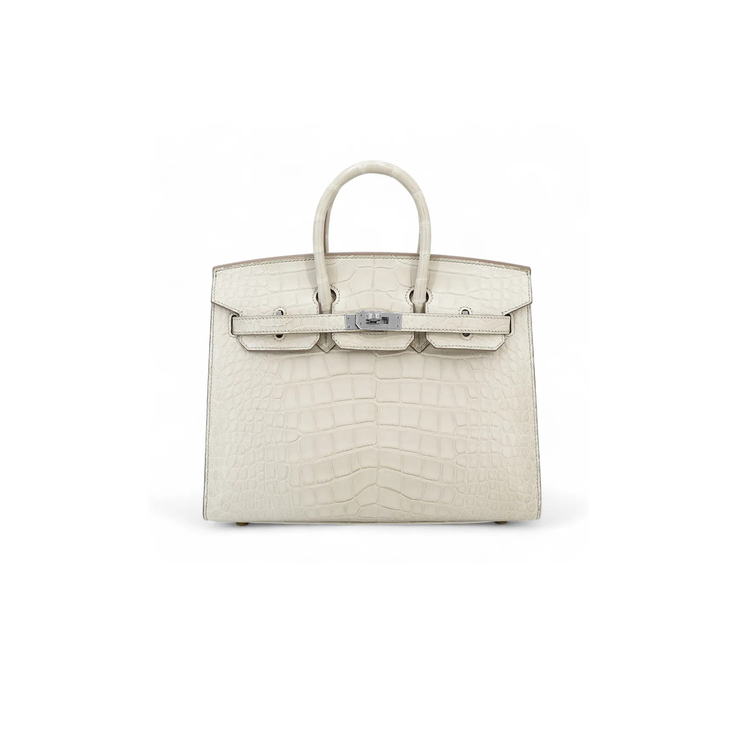 H**mes master birkin 30 crocodile leather milkshake white silver buckle h041367cka6 (30*22*16cm)